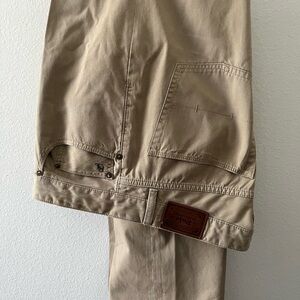 Ralph Lauren Men's Tan Chinos with Leather Logo Patch